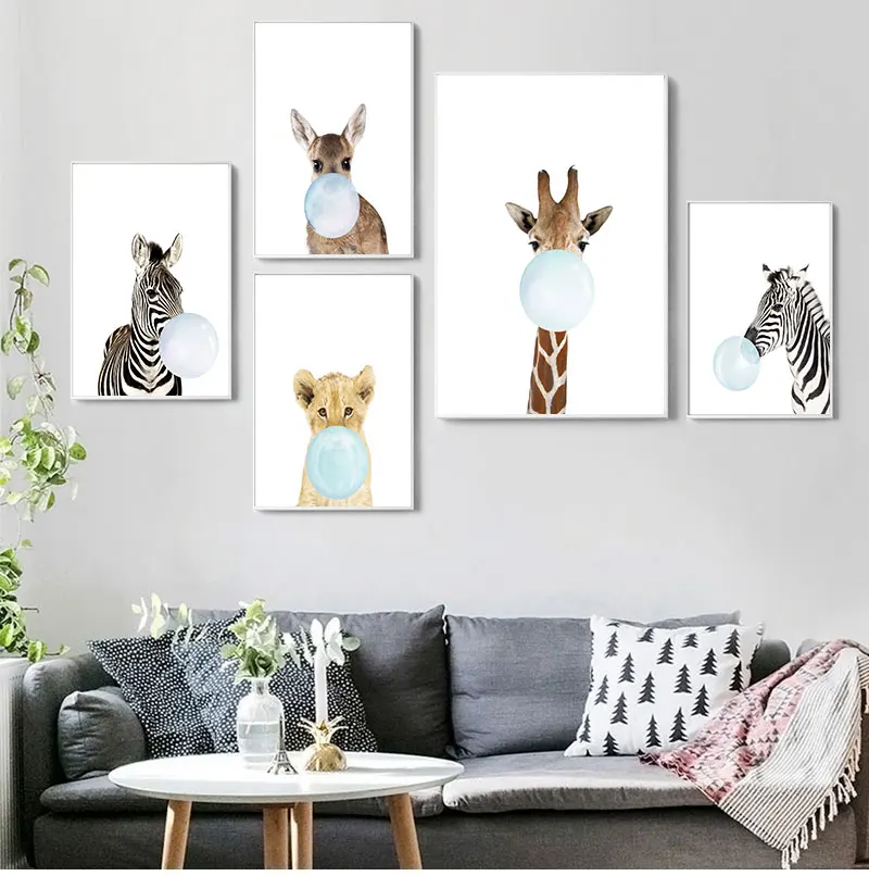 Детский синий пузырьковый плакат для детской картины на холсте с изображением