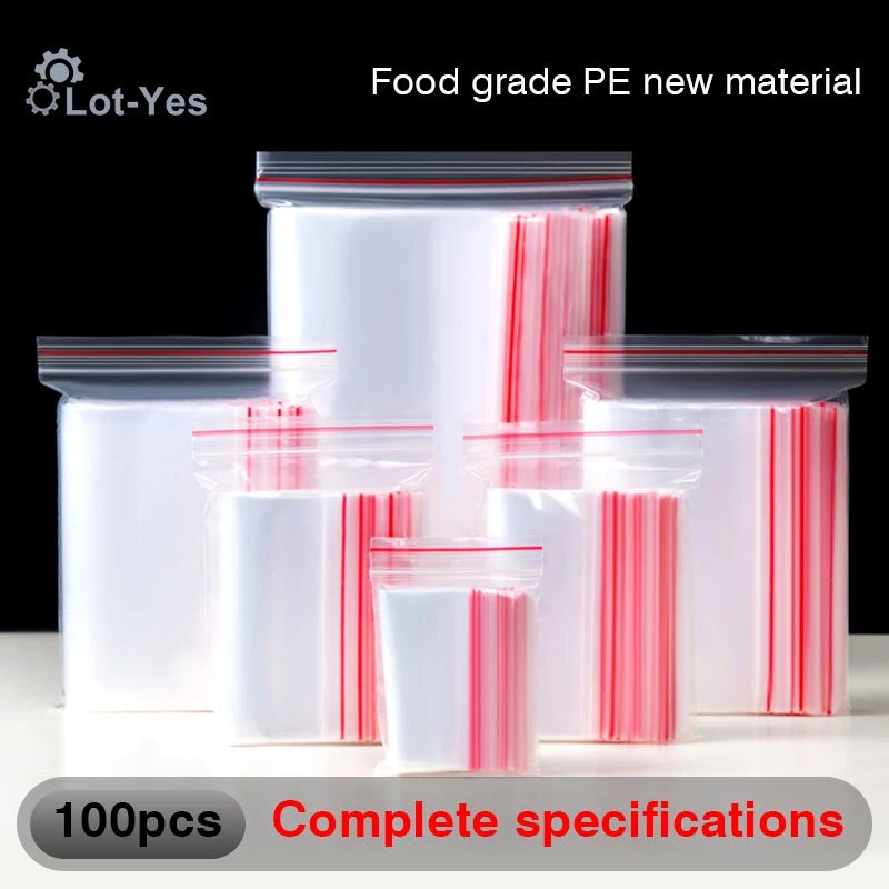 

NEW 50PCS/100PCS Reclosable Vacuum Fresh Bag Poly Bag Self Seal Clear Plastic Bag Food Storage Package Resealable Zip Lock Bags