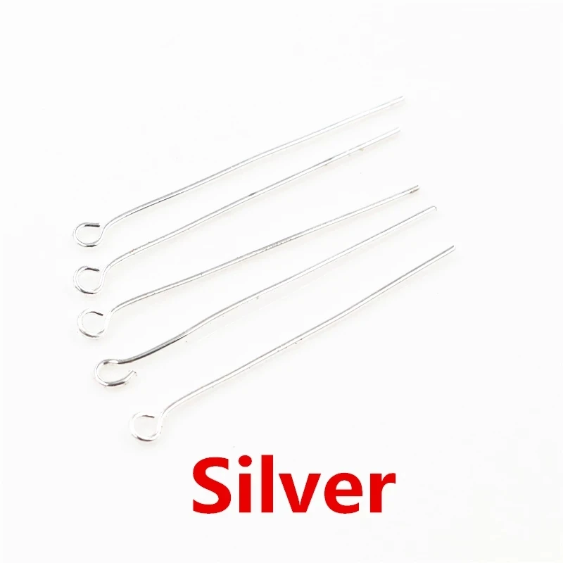 

200pcs 925 Silver Plating 12size 16-45mm Eye Head Pin Needles Beads Supplies for Jewelry Making Accessories Earring Findings Diy
