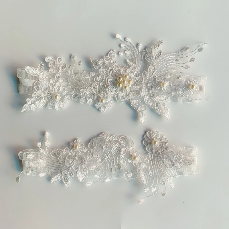 Фото 2 шт./комплект, женские кружевные подвязки с бусинами №3