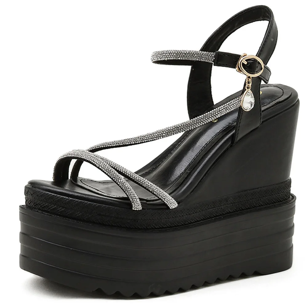 

KarinLuna Ankle Strap Platform Wedges Sandals Front & Rear Strap Buckle Strap 2021 Summer Fashion Casual Woman Shoes Sandals