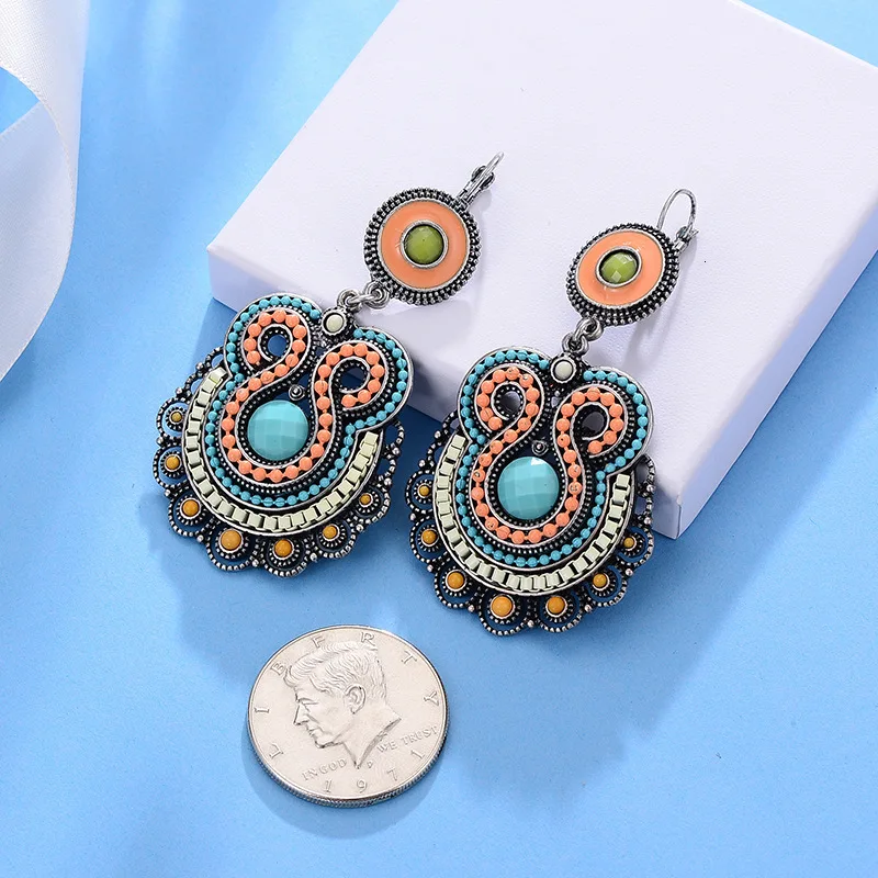 Новые Модные Этнические серьги в стиле ретро женские большие Подвесные ручной