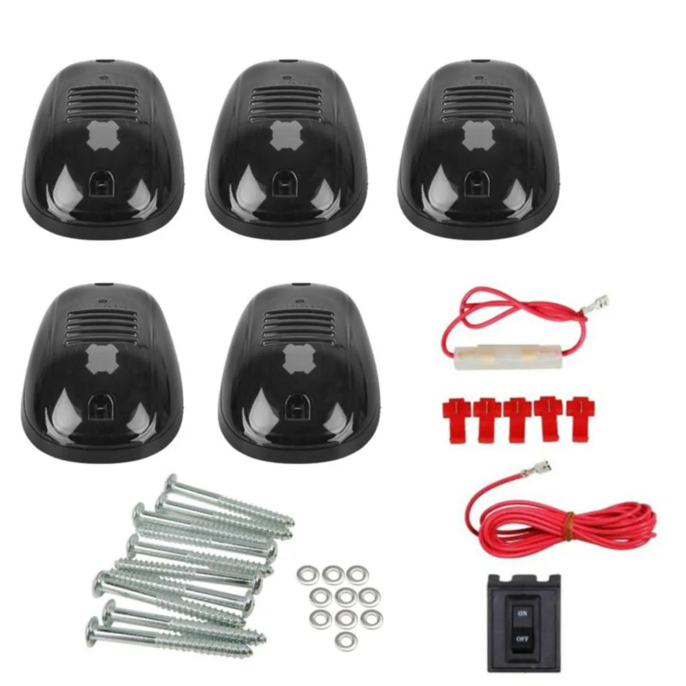 12V-24V 5pcs 4 X4 Дымчатая линза на крышу кабина ходовой светильник светодиодный 6000K для