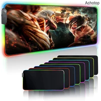 led light mousepad rgb keyboard cover desk mat colorful surface mouse pad waterproof multi size computer gamer attack on titan
