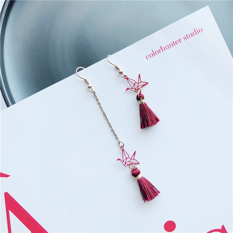 2019 новые темпераментные винно-красные бумажные краны кисточки Асимметричные