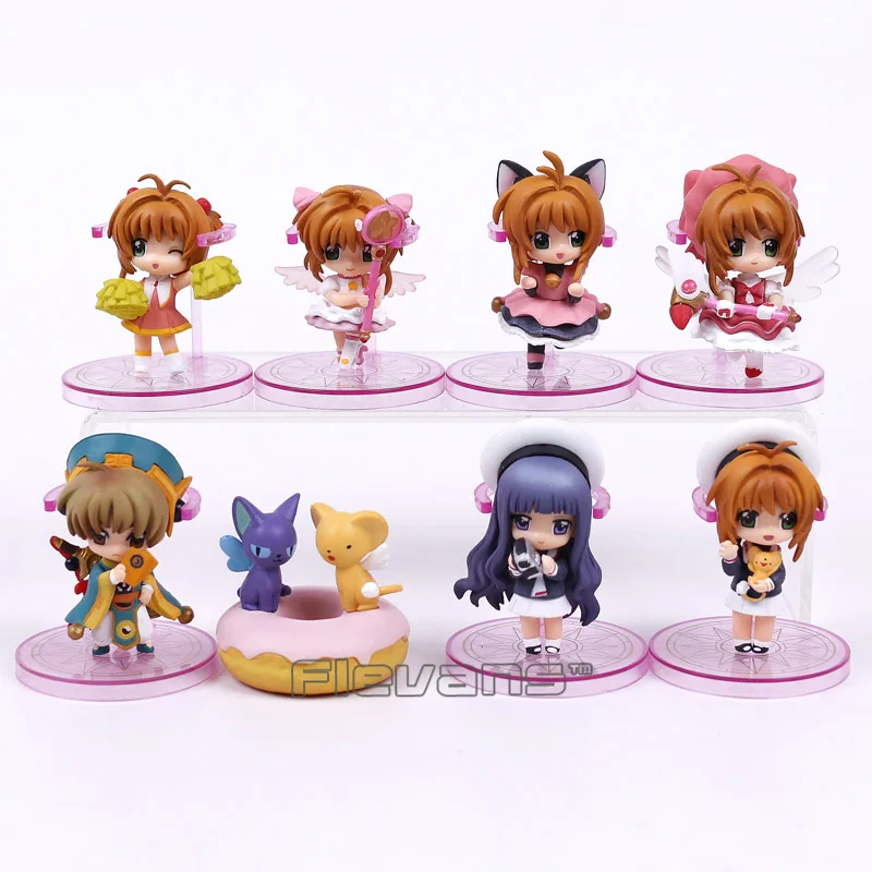 

Card Captor Sakura Kinomoto Sakura Daidouji Tomoyo Li Syaoran Kero PVC Figures Toys Keychains 8pcs/set