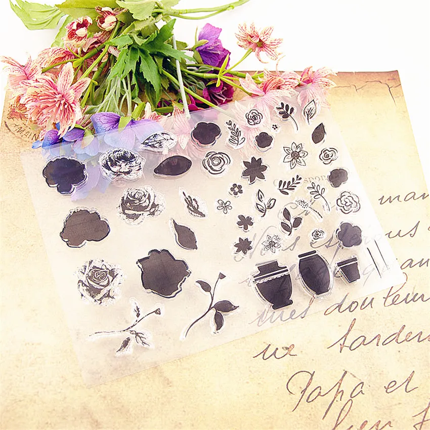 15 5x21 5 см силуэты цветов Прозрачный марки силиконовые уплотнения роликовый штамп