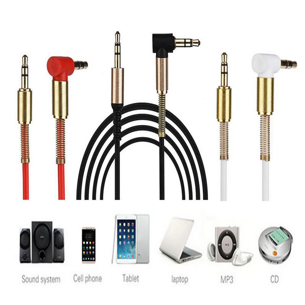 

3.5mm Male To Male Aux Cable Cord L Right Angle Car Audio Headphone Jack 1M Mobile Phone Accessories