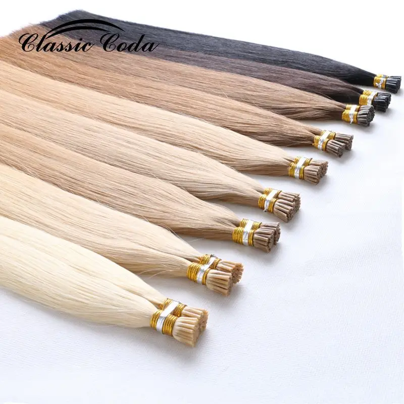 Классические кератиновые предварительно скрепленные накладные волосы Coda I Tip
