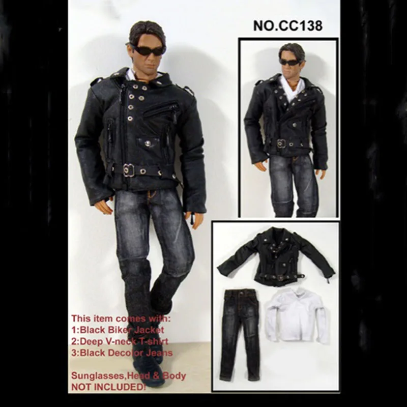 

CC138 Costume Gothic style 1/6 Scale Gothic Rivet Leather Clothes Jeans Suit for 12inch Verycool Action Figure DIY
