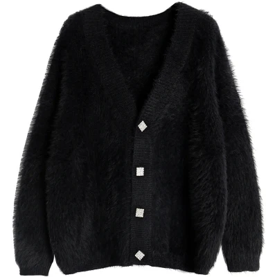 Норковый кардиган свитер женская одежда большой свободный и ленивый мохер