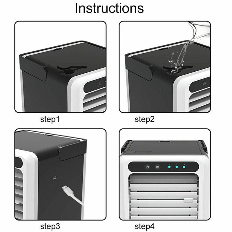 

Mini USB Air Cooler Portable Air Conditioner Humidifier Purifier 3 Wind Speed Gear Desktop Air Cooling Fan Air Cooler Fan 5V