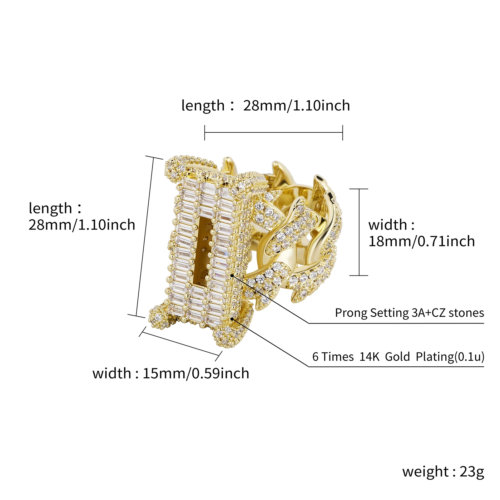 TOPGRILLZ новый роскошный багет Циркон Кластерное кольцо с ремешком Iced Out Micro Pave CZ