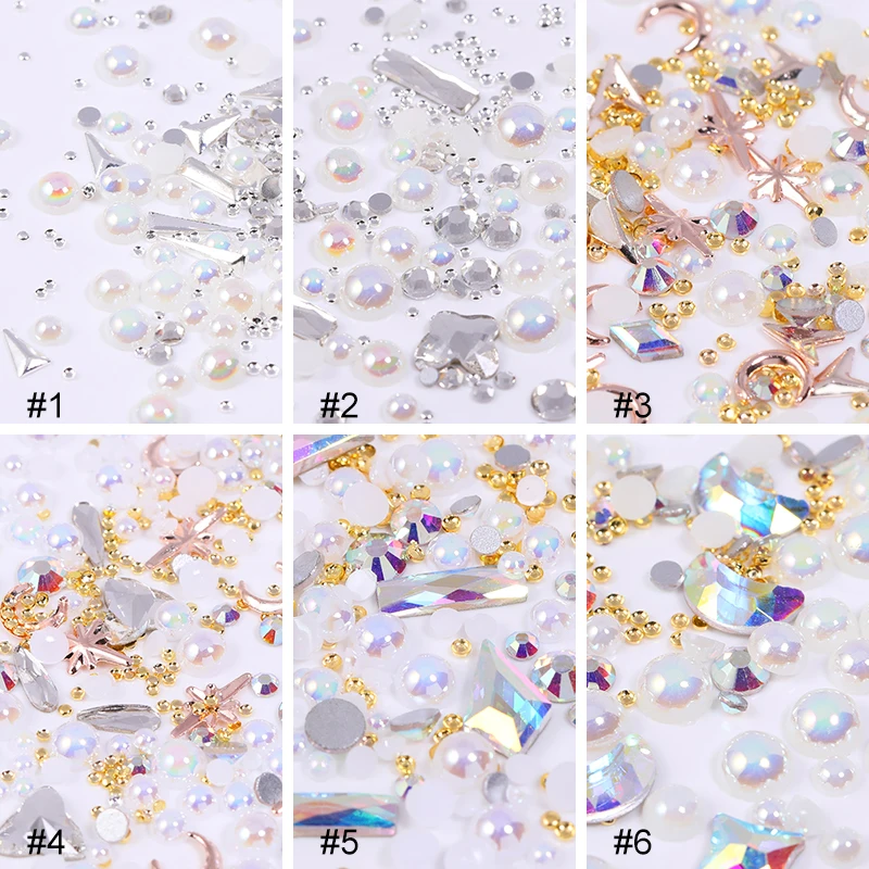 1 коробка голографические Стразы для ногтей смешанный размер гвозди шпильки