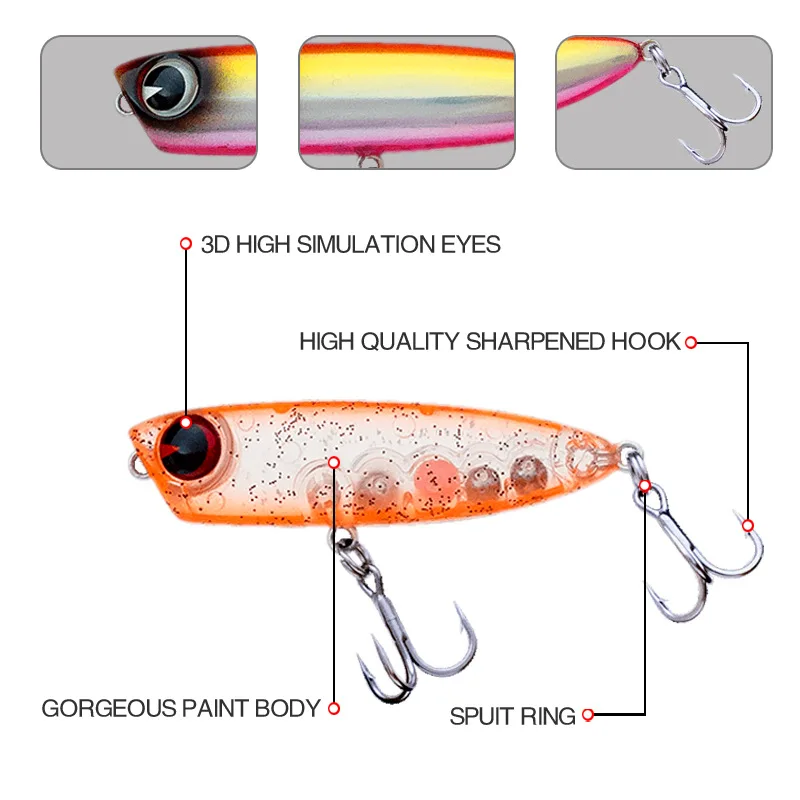 BATTLEBASS Top Water Popper Bait 4.5cm 3g Fishing Lure 1Piece/Lot Plastic Wobbler for Horses mouth | Спорт и развлечения