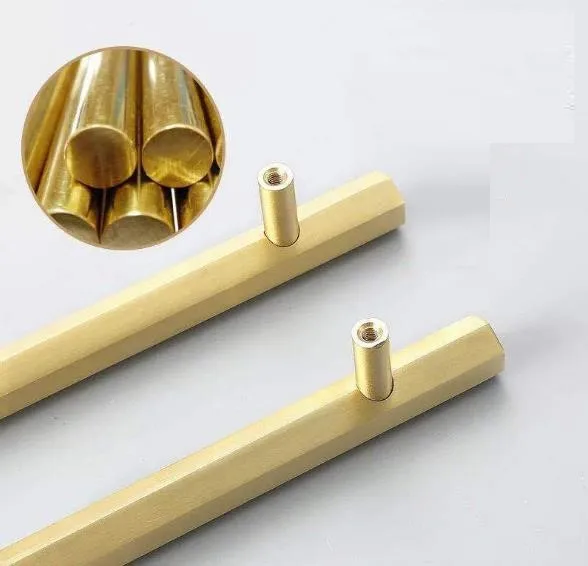 Мебель Handls золотая ручка Гардероб Ручки латунные шестигранные ручки для ящика