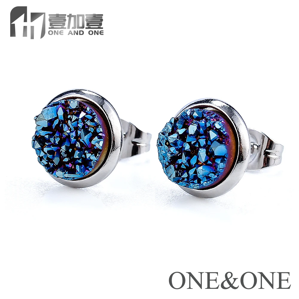 EYIKA Горячие Роскошные серьги из натуральной друзы круглые 10 мм drusy 13 цветов опал