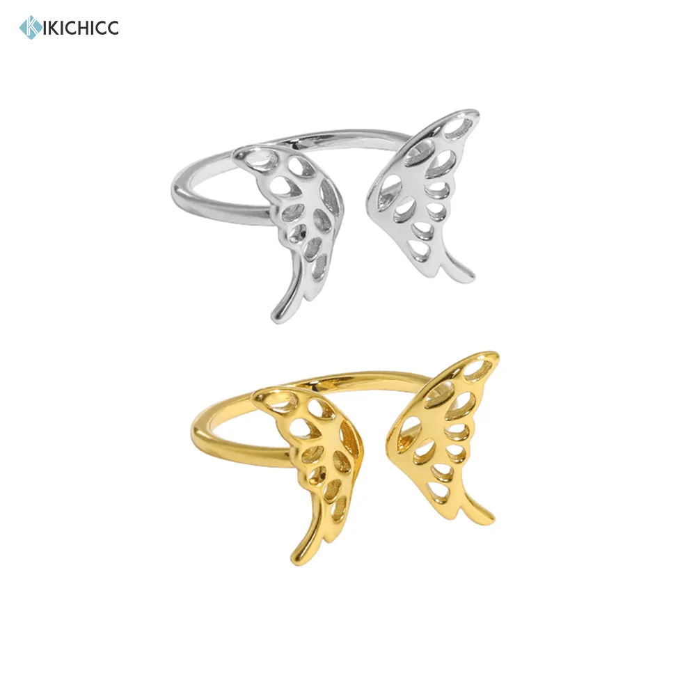 

KIKICHICC 925 Sterling Silver Gold Open Butterfly Resizable Rings Women Fashion Fine Jewelry 2021 Crystal Luxury Jewelry