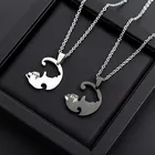 Ожерелье с котом для влюбленных, чокер из нержавеющей стали с котенком и животным, ювелирное изделие для пар, хороший подарок на день Святого Валентина
