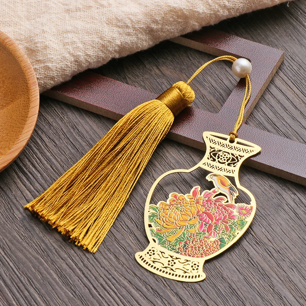 Закладка книжка в форме вазы латунная ажурная металлическая китайском стиле