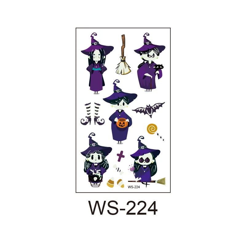 

Halloween Luminous Colorful Tattoo Stickers Ghost Taty for Kids Fake Tattoo Witch Glowing In Dark Waterproof Temporary Tattoo