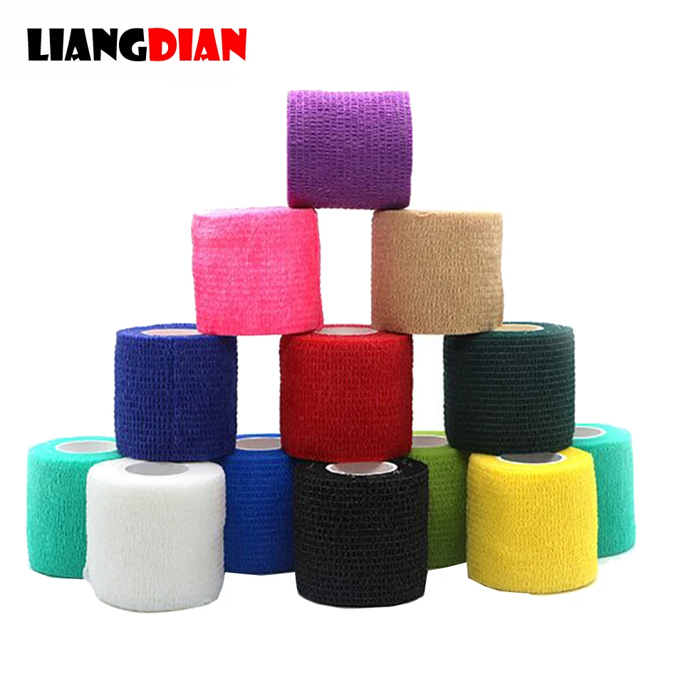 12pcs Mixed Colors Self-adhesive Flex Elastic Bandage Tape For Tattoo Handle Grip Tube Wrap Elbow Stick Medical Accessories