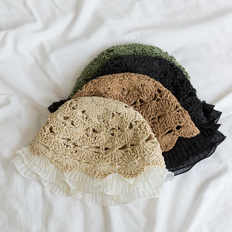 Женские кружева вязаные Рыбацкая шляпа полые шапка вязаная шляпка кружевное