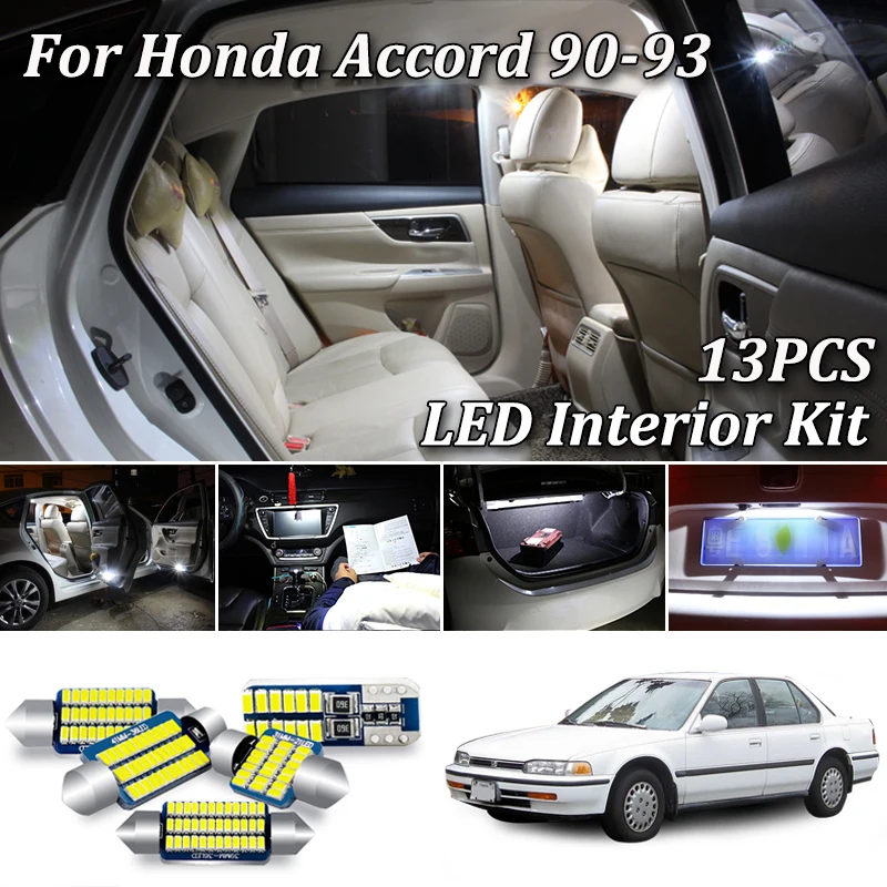 

13Pcs Canbus led Car interior light Kit For Honda Accord Sedan led interior interior Map Dome License Plate light (1990-1993)