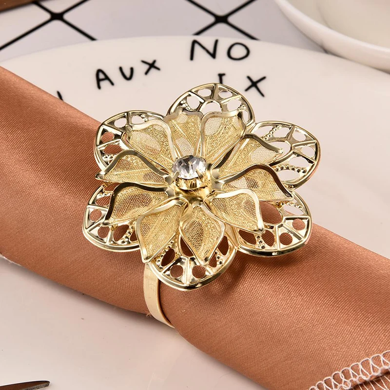 12PC Nordic Fine Dining High-end Napkin Ring Small Grass Leaf Wedding Supplies Buckle Hollow-carved Design | Дом и сад
