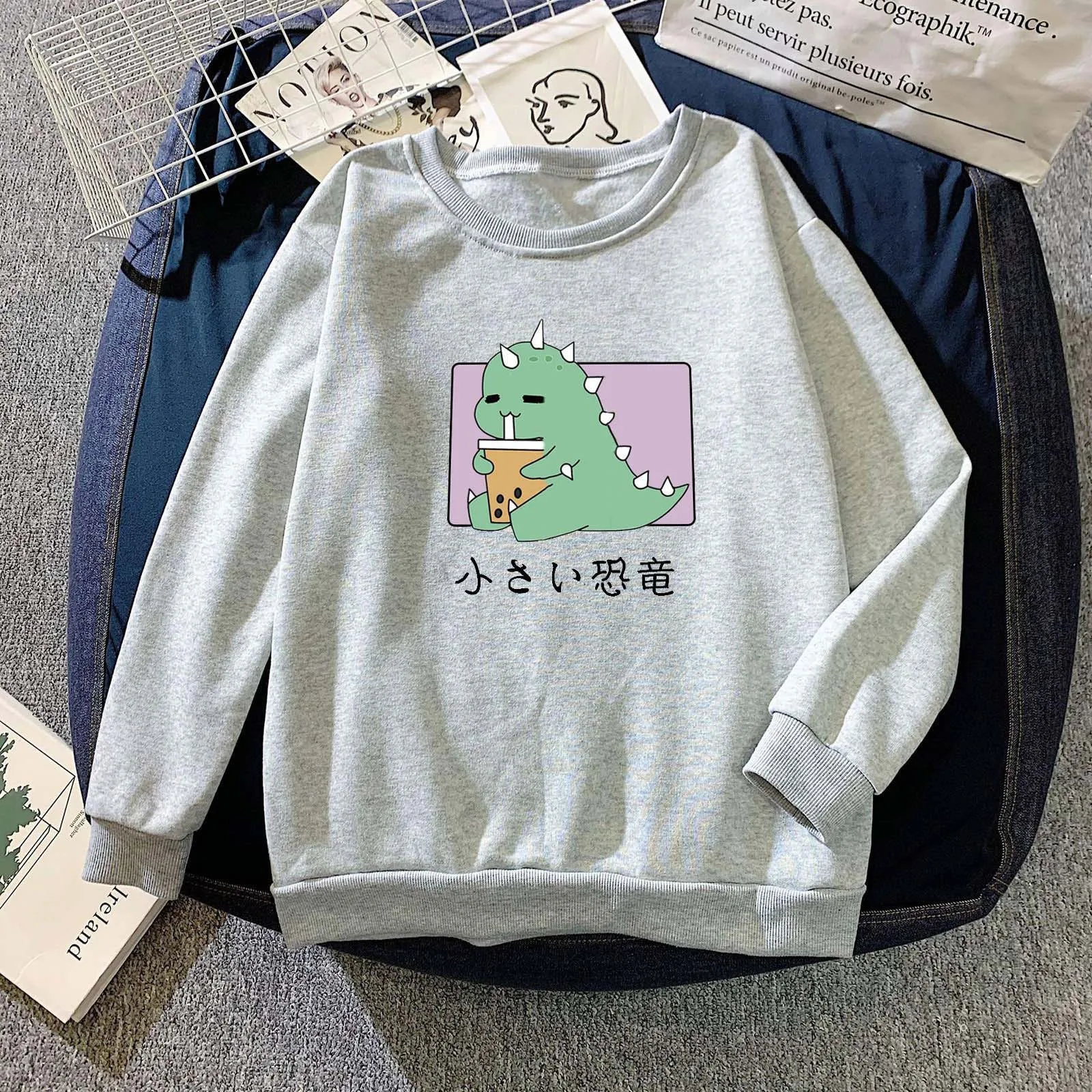 63# Women Hoodies Autumn Winter Sweatshirt Cartoon Fashion Hoody Women's Print Long-sleeved Sweatshirt Casual Blouse Pullover