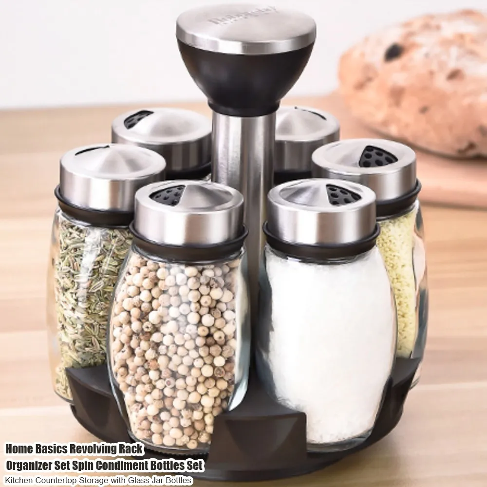 Вращающаяся стойка органайзер для дома набор бутылок специй кухонная столешница