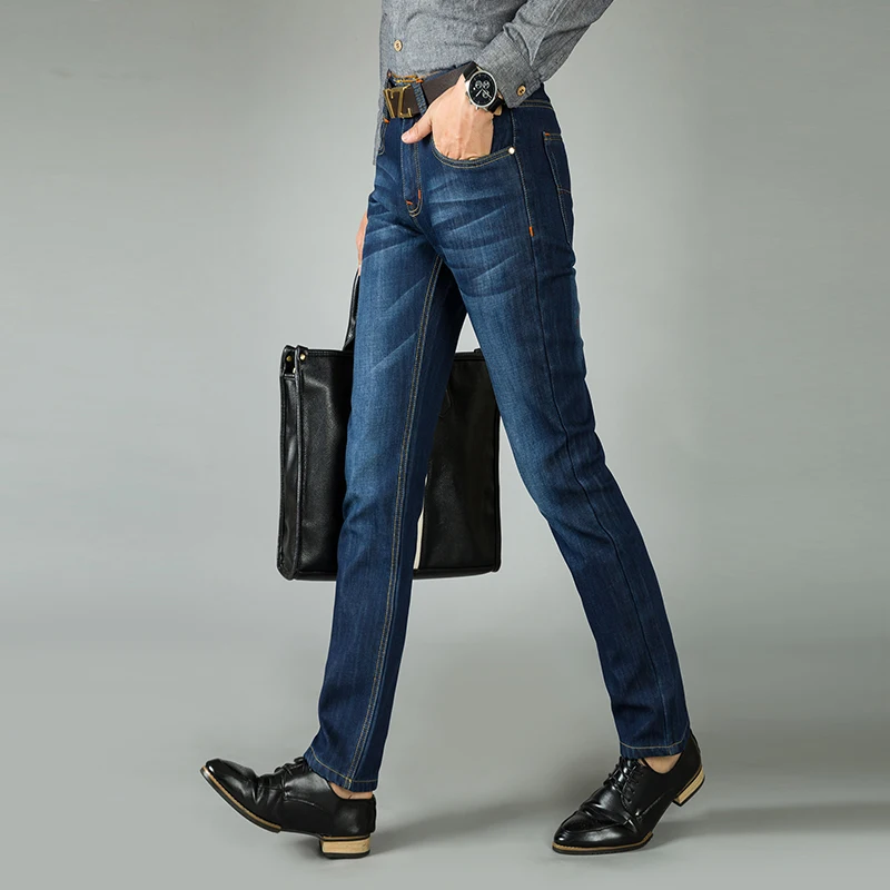 Vomint men's jeans Fashion Warmth 2019 New Business Brand Plus Velvet Regular Straight Stretch Jeans |