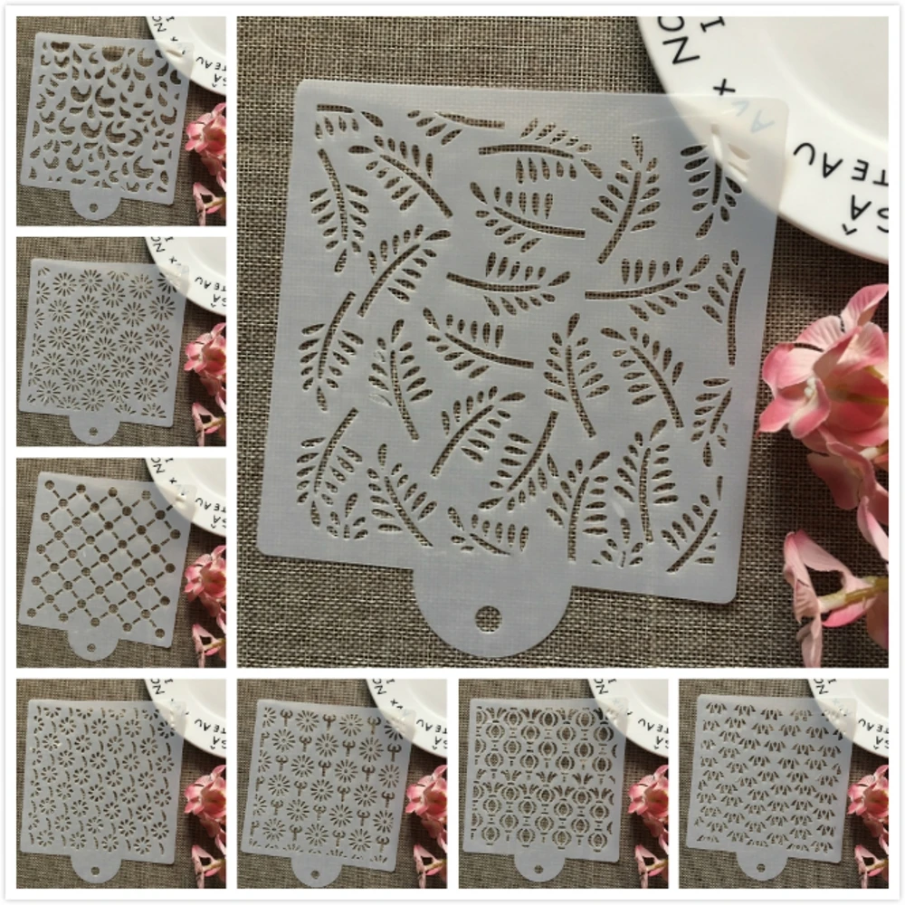 8 шт./компл. 15 см Цветочные листья DIY многослойный трафарет настенная живопись