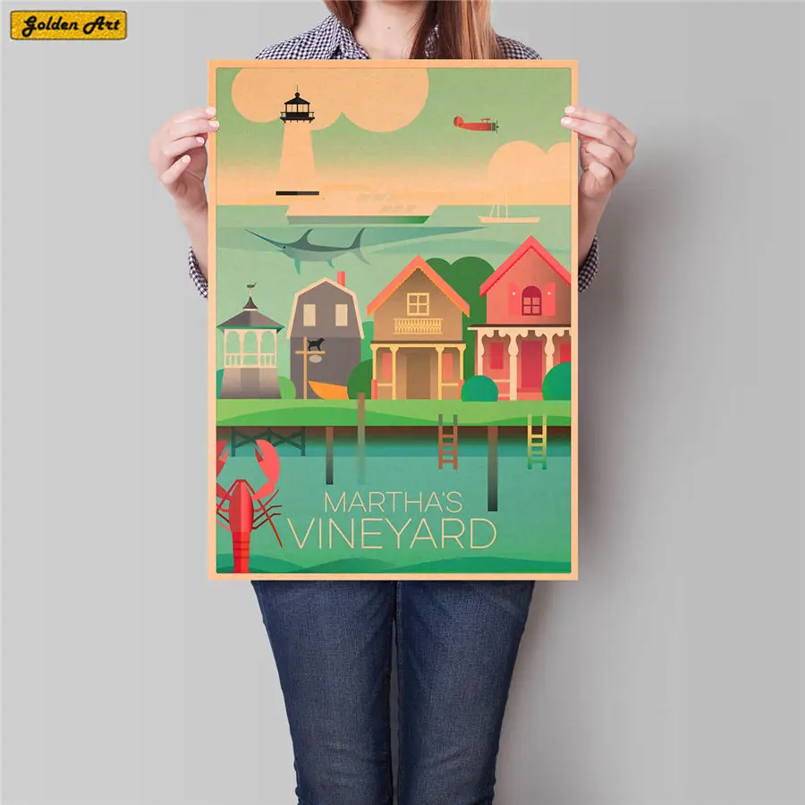 Постер для поездок в городе ручная роспись туристические аттракционы винтажная