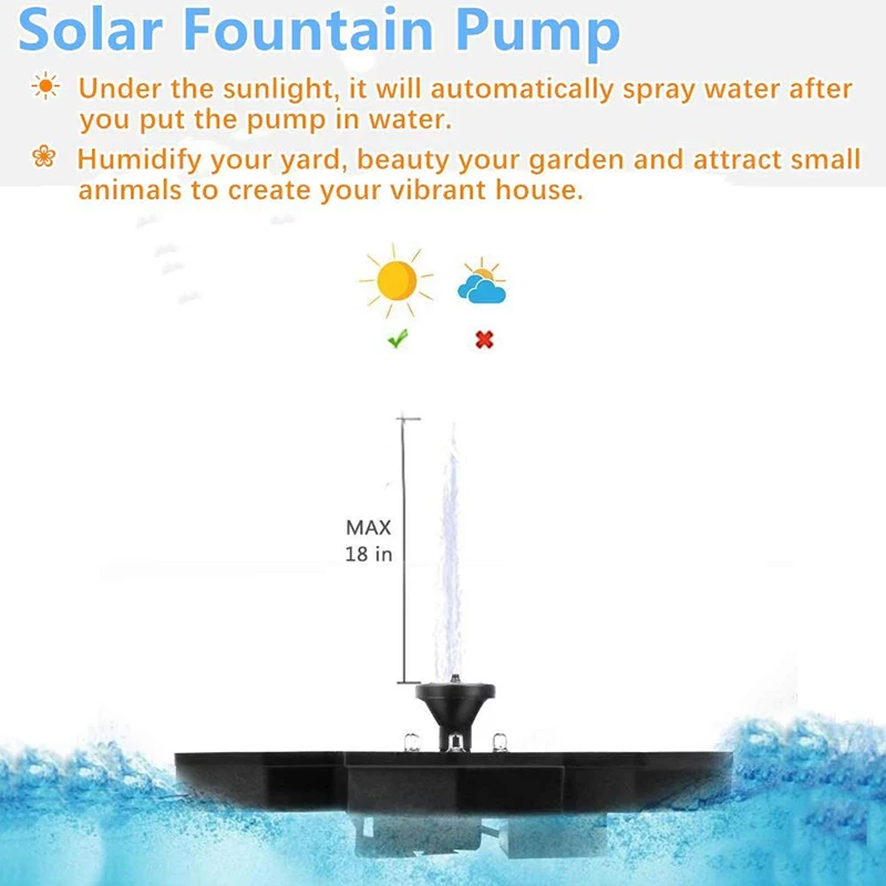 

Solar Fountain Pump with Lights Upgraded Solar Water Fountain Bird Bath Fountains for Outdoors Pond Pool Garden