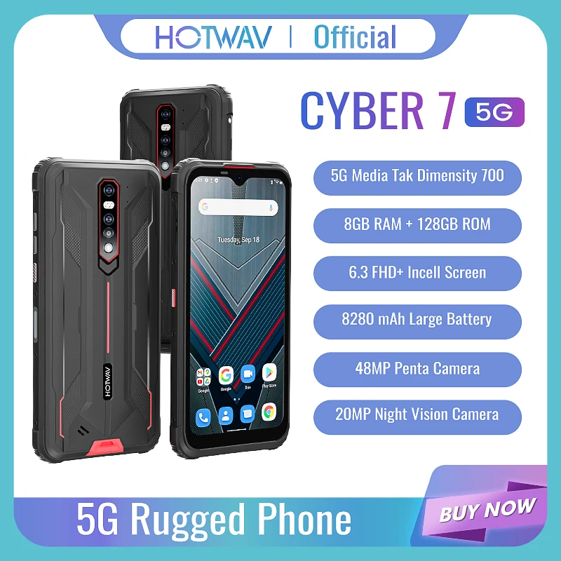 Hotwav cyber 7 5g telefone áspero 6.3 Polegada fhd + tela 8gb ram 128gb rom 8280mah bateria smartphone 48mp câmera principal nfc telefone 2021 (0)