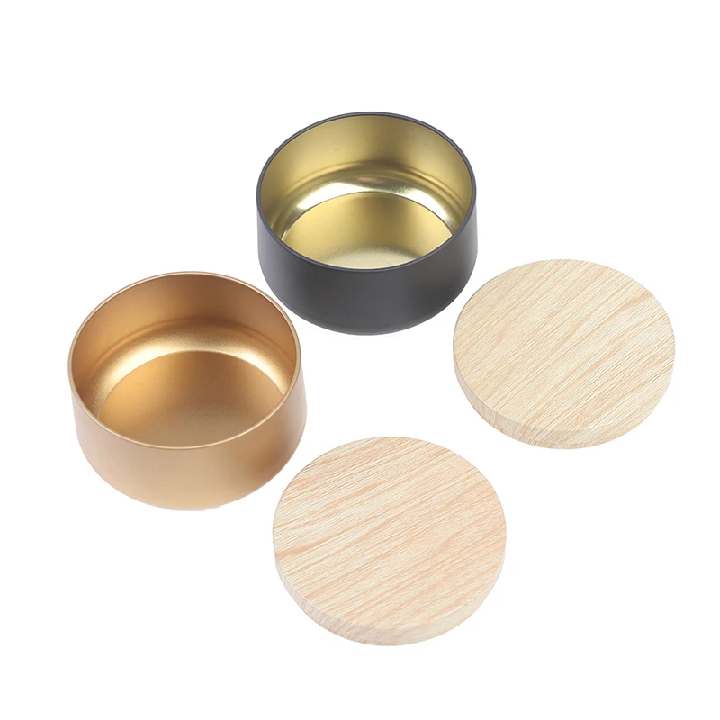 

1PC Candle Jars with Lid Round Candle Box Tinplate Can Wood Grain Lids Cosmetic Pot Containers Empty Storage Box Dropshipping