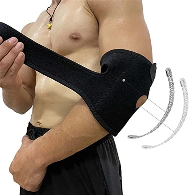 

Sports Adjustable Neoprene Elbow Brace Wraps Black Breathable Arm Support Strap Band Joint Sprain Protection Tennis Golfers Men