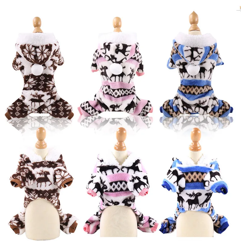 Рождественская Одежда для собак зимняя мягкая теплая Пижама комбинезон наряд