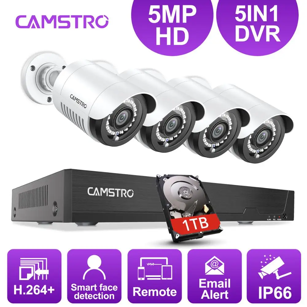 Camstro 5MP N камера видеонаблюдения системы безопасности с 5 в 1 H.264 + DVR 4 шт.