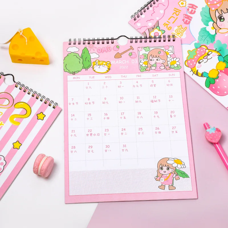 Новый весенний настенный календарь 2022 года календари с мультяшным тигром и