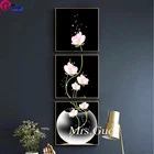 Вертикальная Настенная картина из 3 предметов, алмазная живопись, Триптих, цветы, вышивка крестиком, украшение для коридора в скандинавском стиле, домашний декор