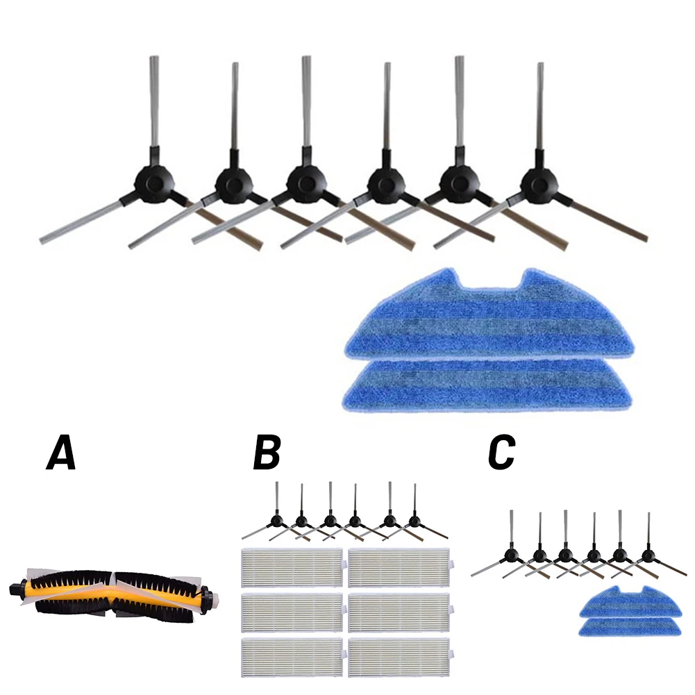 

12pcs/set Main Side Brush Filter Replacement Kit For Proscenic VSLAM-811GB VSLAM-911SE Robot Vacuum Cleaner Parts