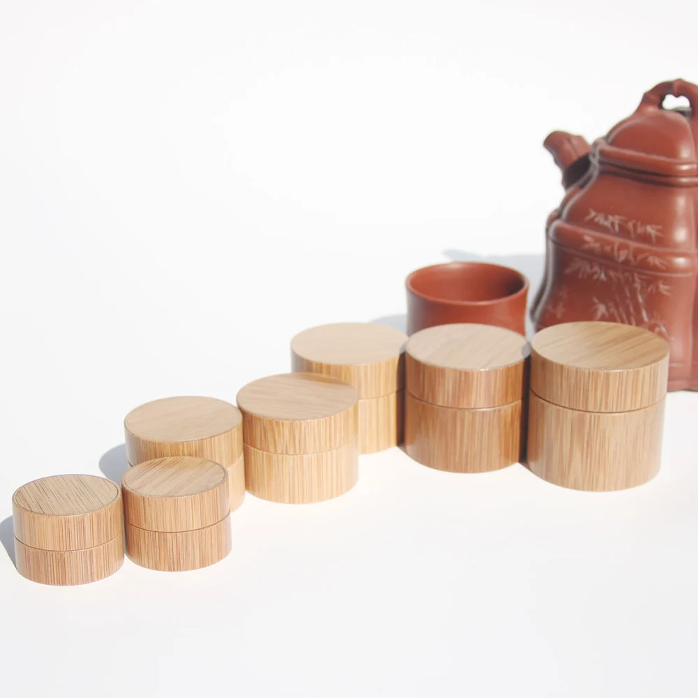 

Natural Bamboo Refillable Bottle 5/10/15/20 30/50ml Cosmetics Jar Box Makeup Cream Storage Pot Container Round Bottle Portable