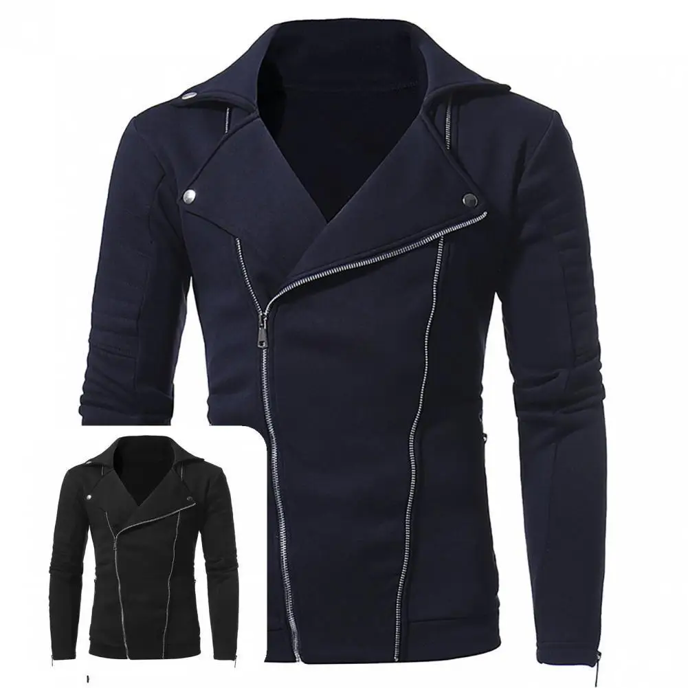 

Men Coat Terrific Zipper Decoration Long Sleeve Wear-resistant Spring Coat for Dating Jacket Spring Coat