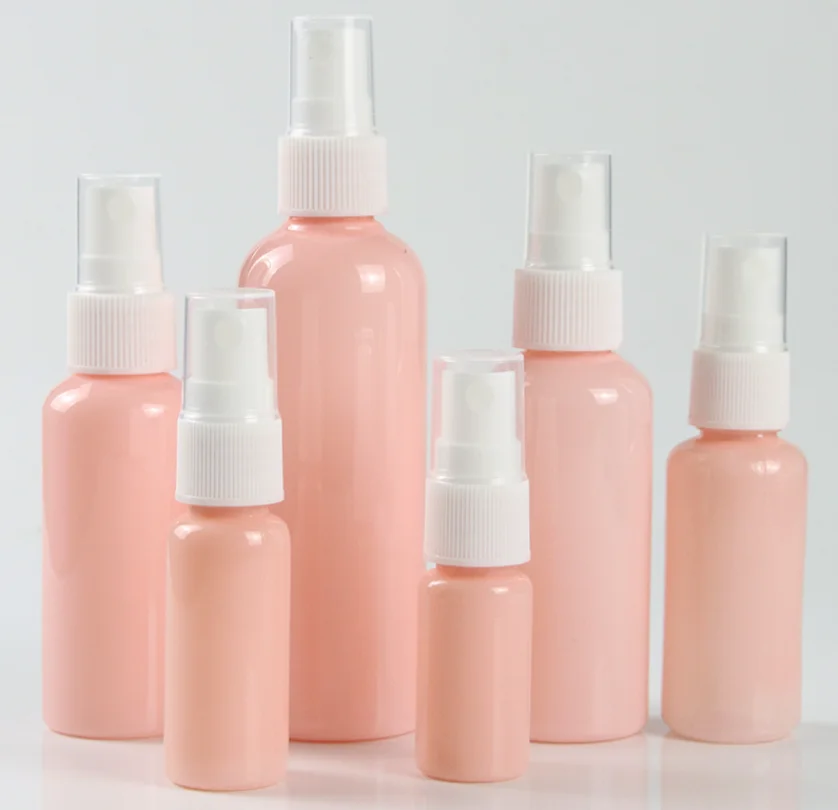 100 шт./лот 10 мл розовые пластиковые мини-бутылочки с распылителем для домашних
