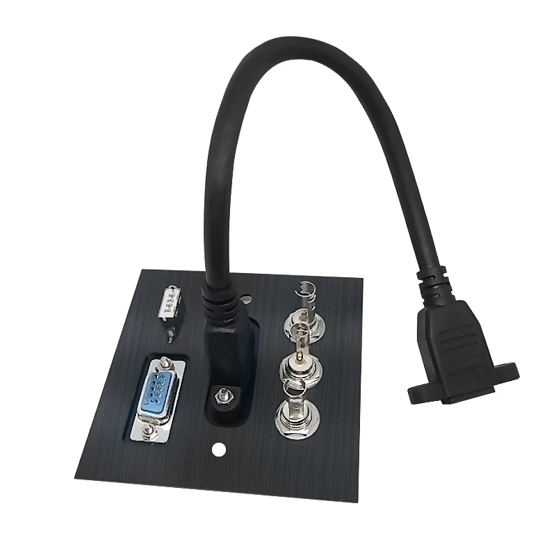 Алюминиевый сплав Разъем panle VGA HDMI USB видео R L порт pd Разъем сварочный патч Плата расширения черная матовая панель