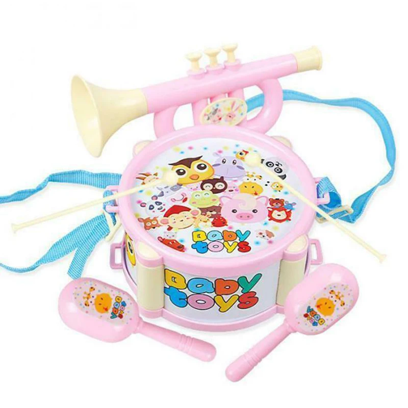 

6 шт. Детские музыкальные игрушки ручной барабан Трубач-игрушка ударный инструмент Band ретранслятор комплект Раннее Обучение развивающая иг...