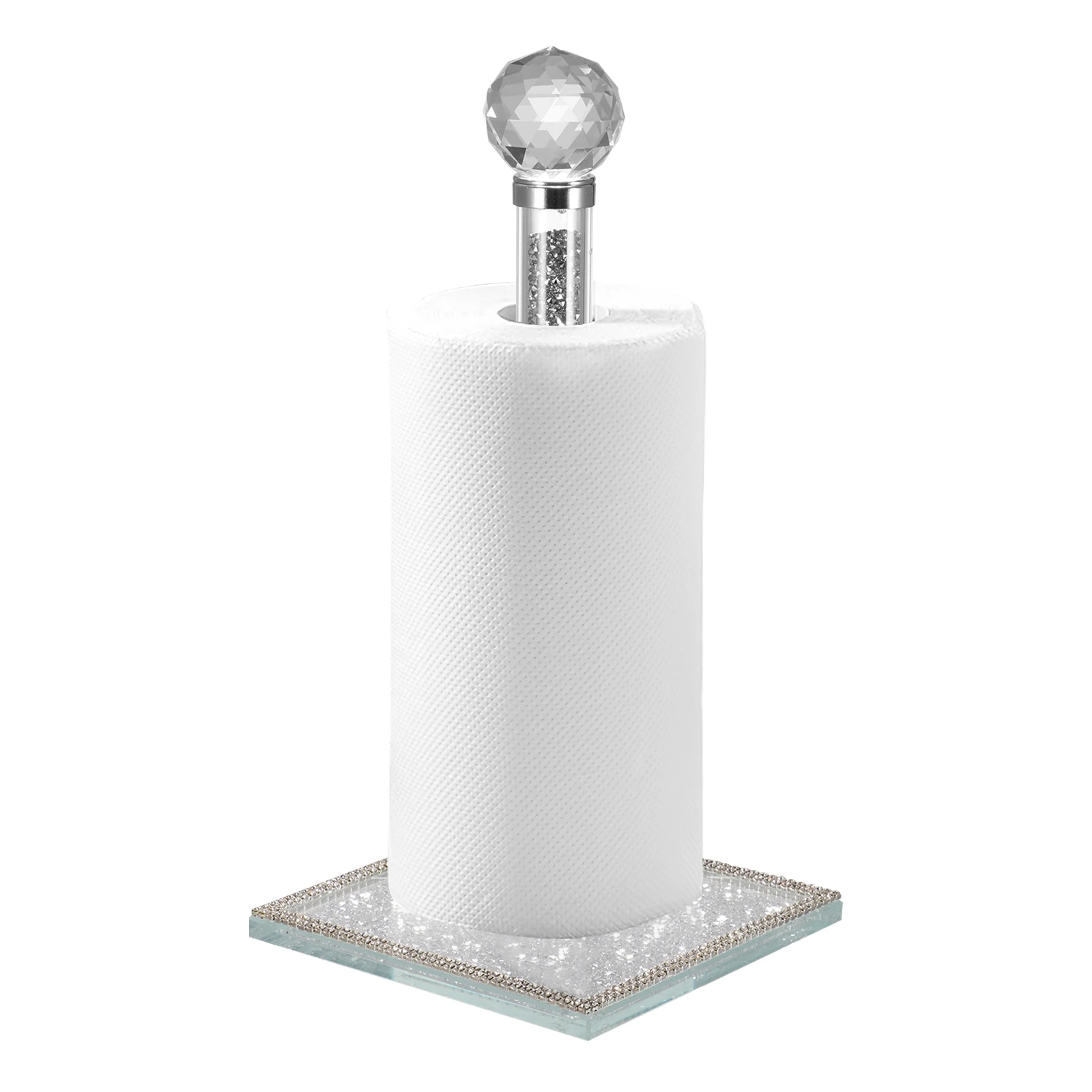 Держатель рулона из дробленого алмаза Серебряный Хрустальный держатель