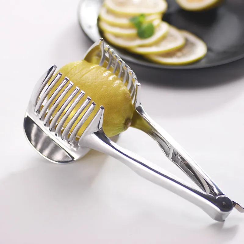 

Kitchen Fruit Slicer Vegetable Tomato Clip Holder Lemons Potato Cutter Tool Potato Cutter Tool Shreadders Kitchen Accessories